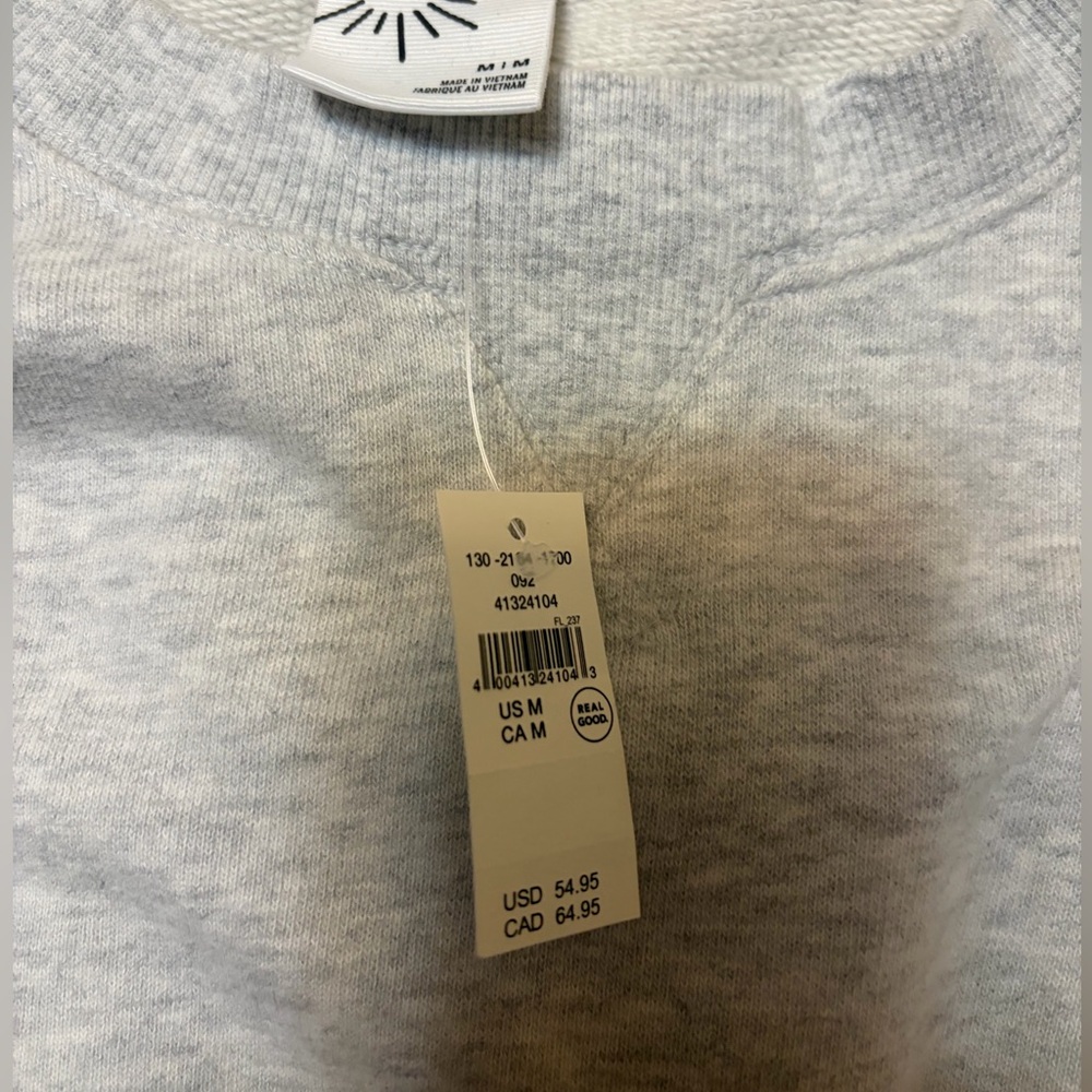 Aerie Sunday Soft Women's Gray Cropped Crewneck Raw Hem Sweatshirt. NWT. Size M. - Picture 5 of 5